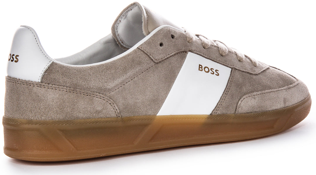 Boss Brandon Tenn Sd Baskets en cuir suédé pour hommes en gris blanc