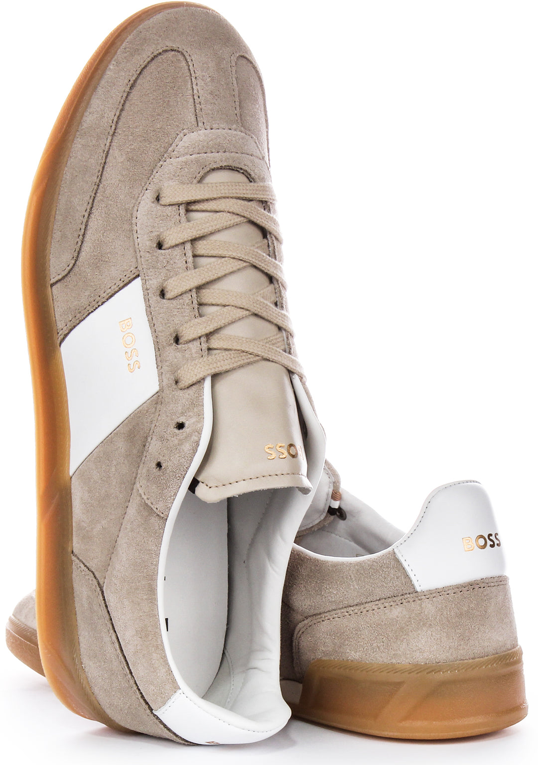 Boss Brandon Tenn Sd Baskets en cuir suédé pour hommes en gris blanc