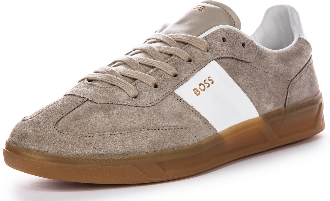 Boss Brandon Tenn Sd Baskets en cuir suédé pour hommes en gris blanc