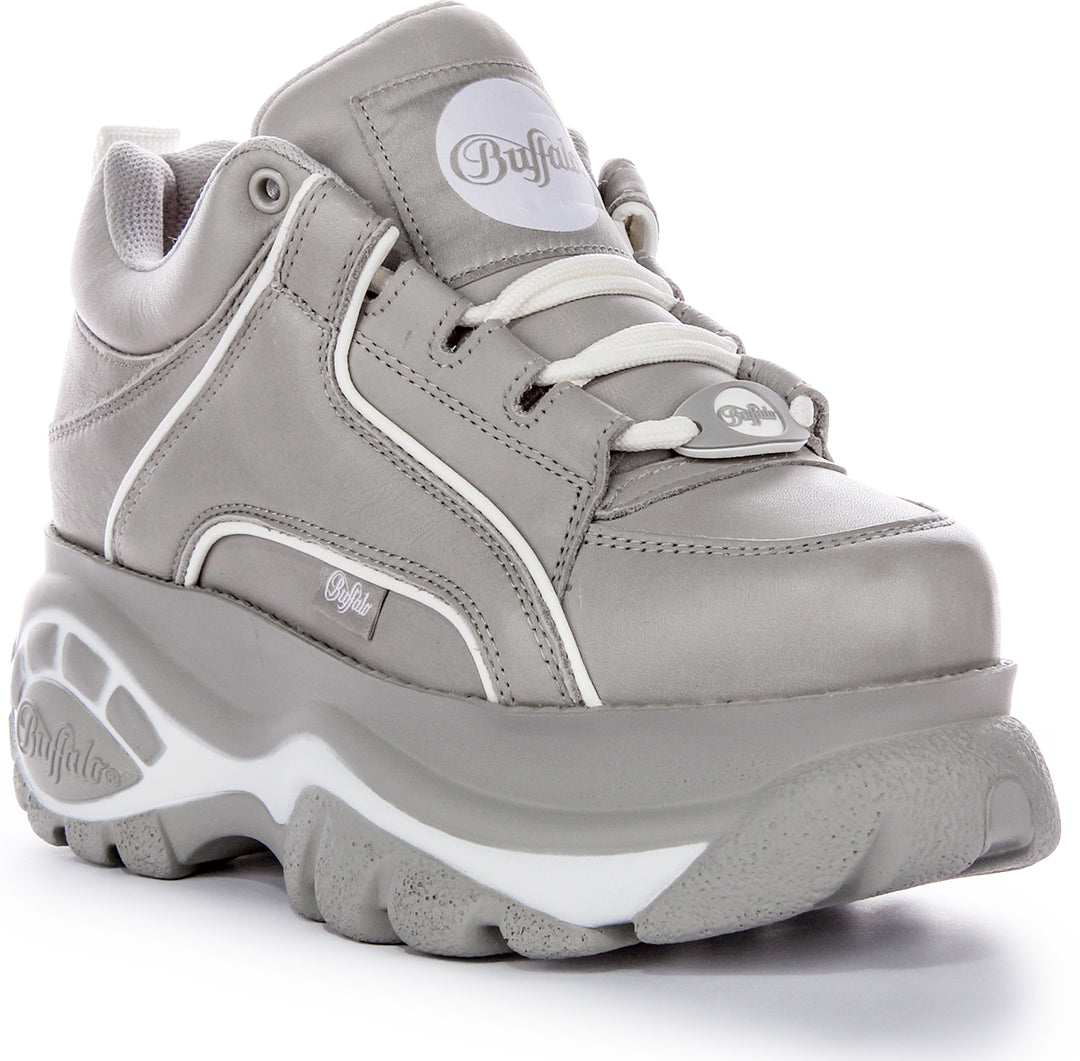 Buffalo 1339-14 Grey White For Women Lace Up Sporty Platform