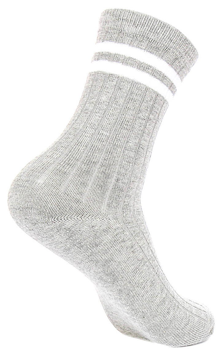 Justinreess England 2P Stripe W In Grey White For Women