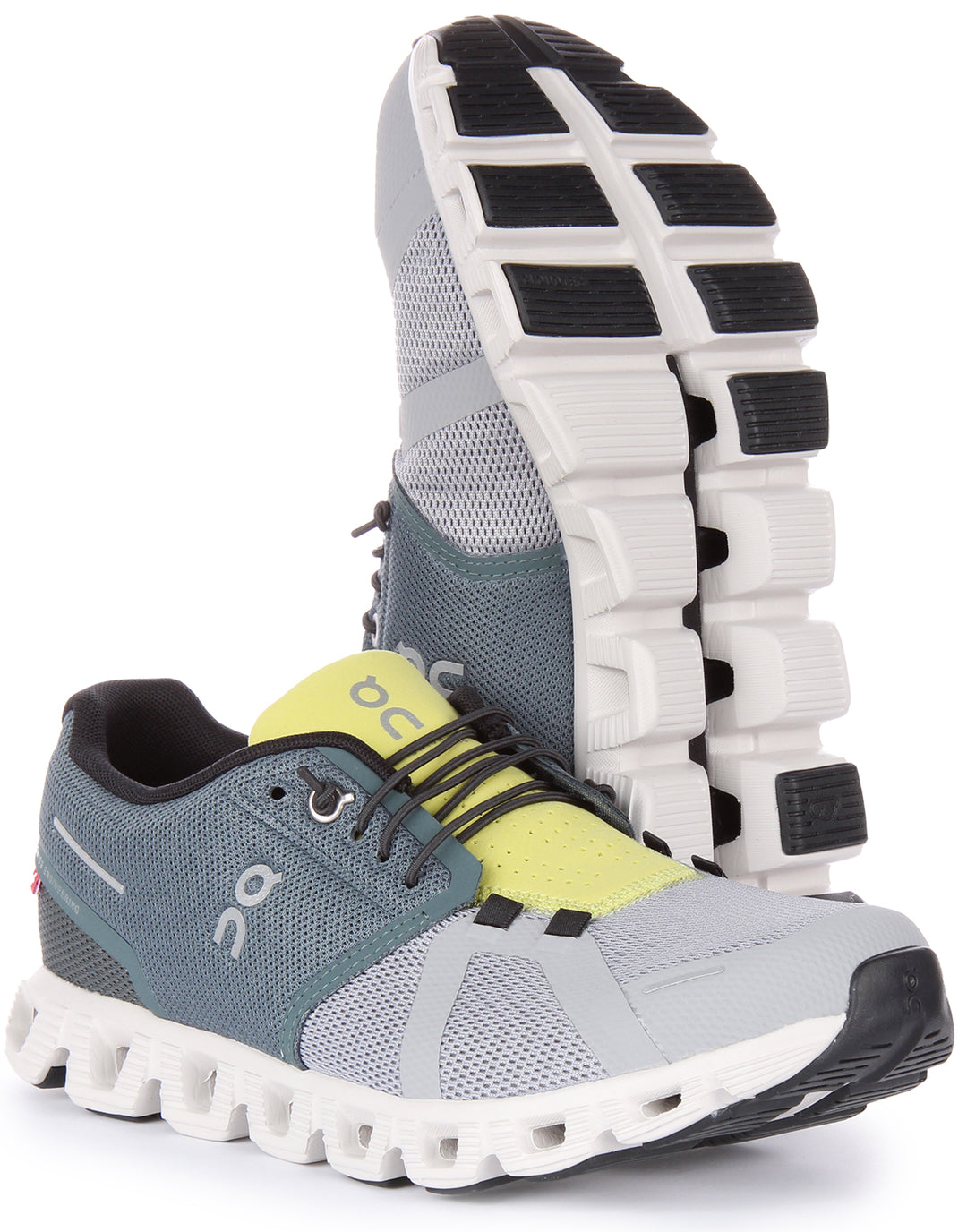 On Running Cloud 5 Zapatillas de running de malla con rápido cordones para hombre en gris lima