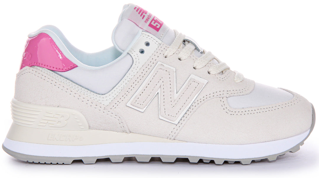 New Balance Damen Heritage Design Iconic Logo Lederhandtaschen in Grau Pink