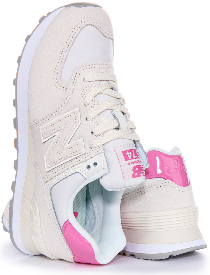 New Balance Damen Heritage Design Iconic Logo Lederhandtaschen in Grau Pink