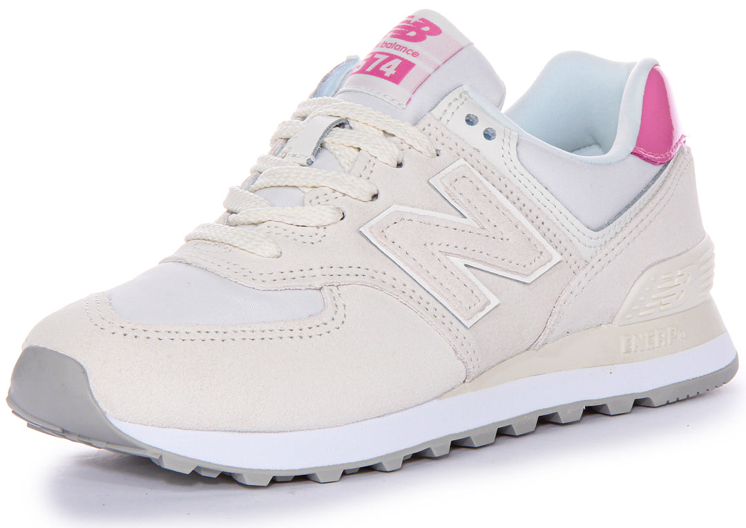 New Balance Damen Heritage Design Iconic Logo Lederhandtaschen in Grau Pink