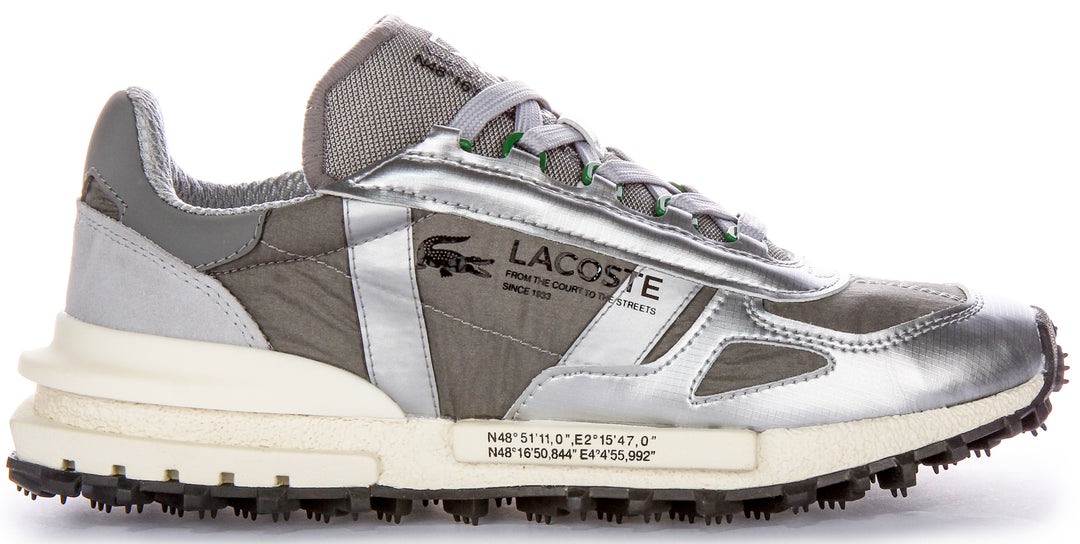 Lacoste Elite Active Herren Textil Sneaker in Grau Silber