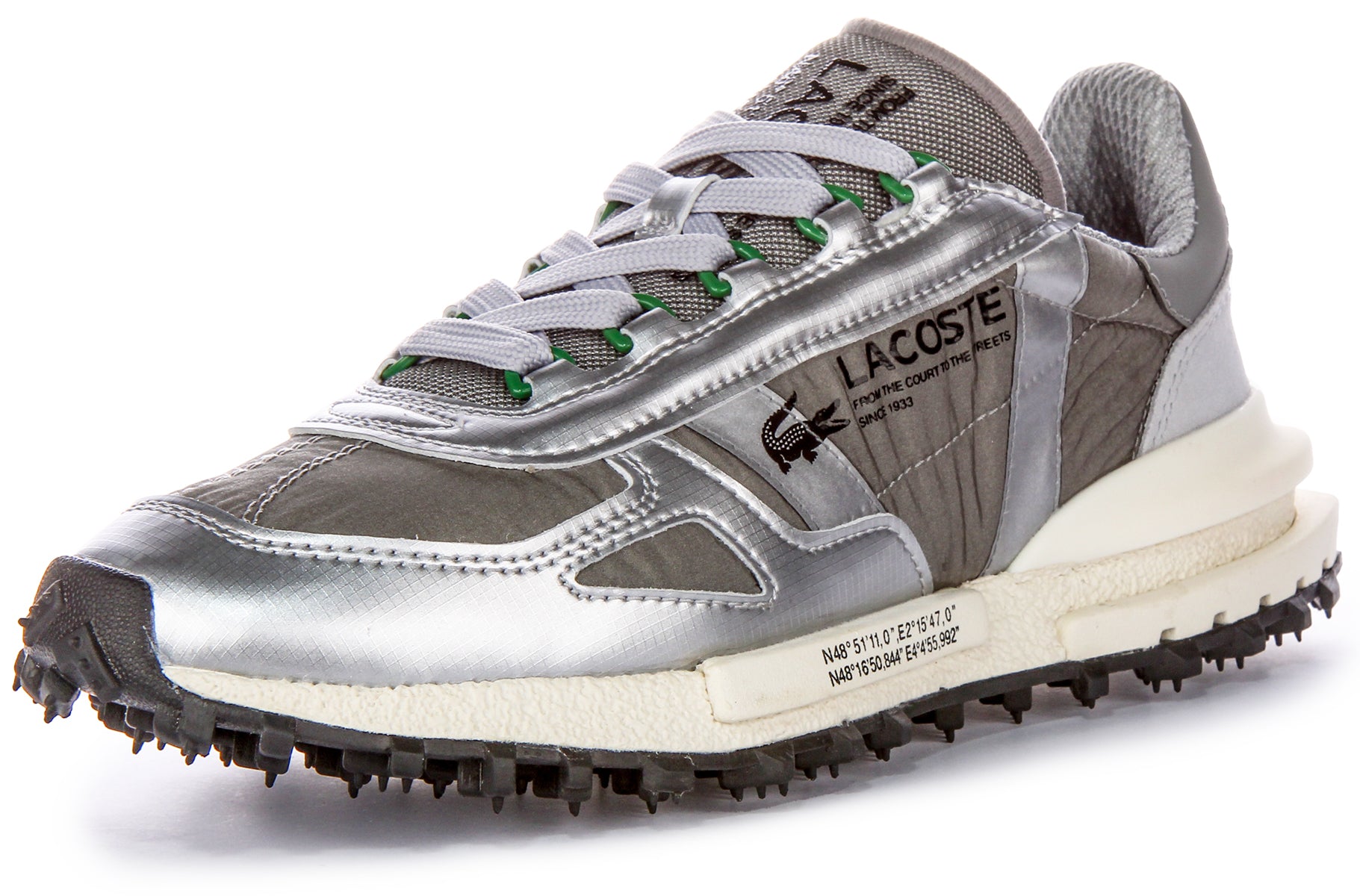 Lacoste Elite Active 124 2 SMA Gray Silver para hombres Entrenador de laceup 4feetshoes