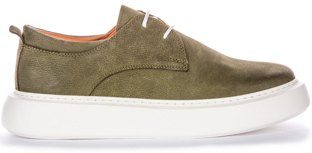 JUSTINREESS Earl Herren Freizeitschuhe mit Smart Casual Silhouette aus Nubukleder in Khaki