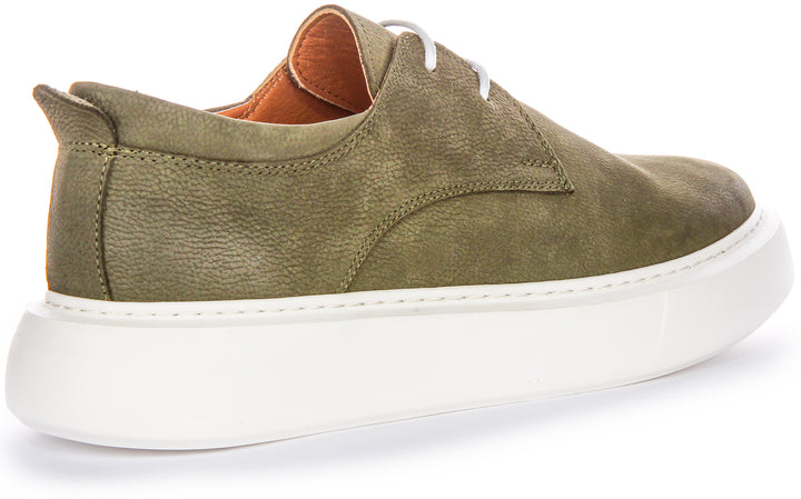 JUSTINREESS Earl Herren Freizeitschuhe mit Smart Casual Silhouette aus Nubukleder in Khaki