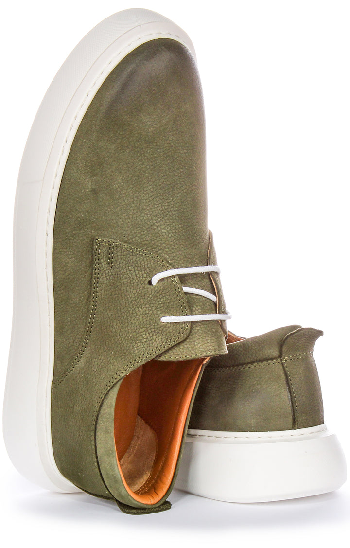 JUSTINREESS Earl Herren Freizeitschuhe mit Smart Casual Silhouette aus Nubukleder in Khaki