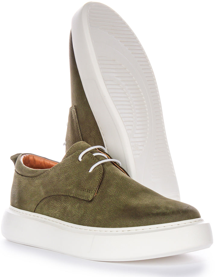 JUSTINREESS Earl Herren Freizeitschuhe mit Smart Casual Silhouette aus Nubukleder in Khaki