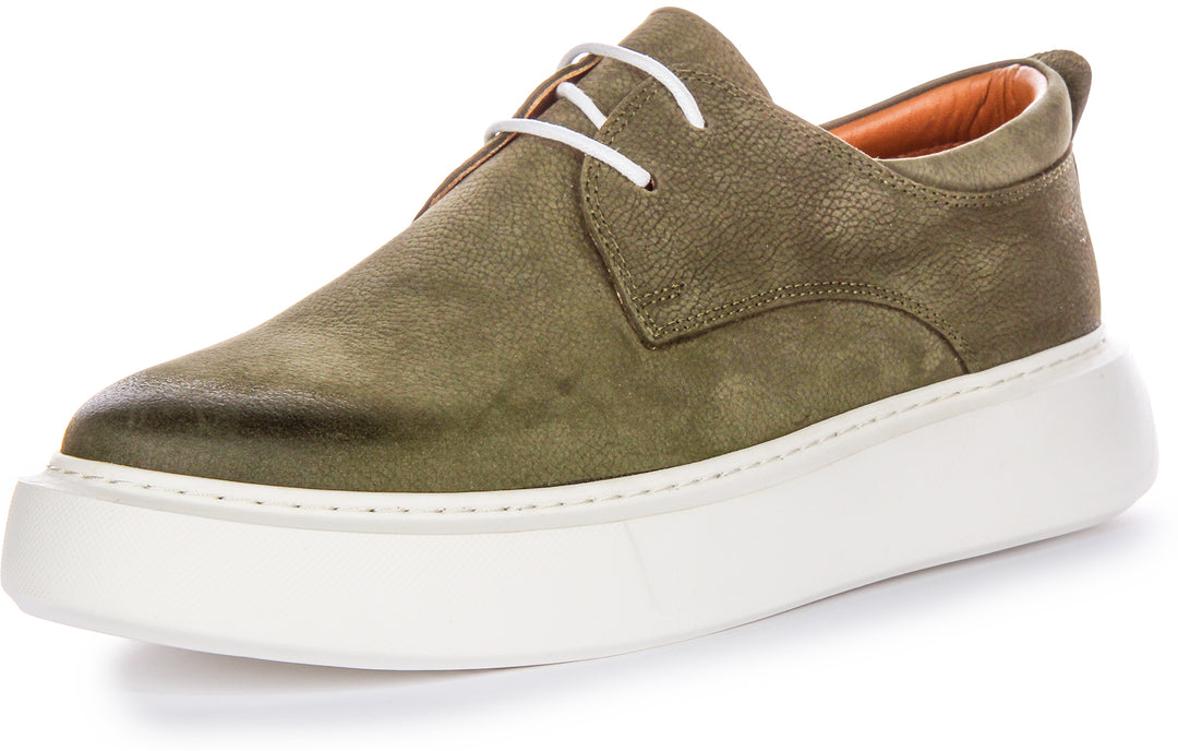 JUSTINREESS Earl Herren Freizeitschuhe mit Smart Casual Silhouette aus Nubukleder in Khaki