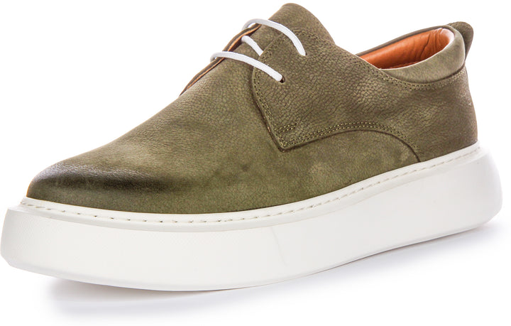 JUSTINREESS Earl Herren Freizeitschuhe mit Smart Casual Silhouette aus Nubukleder in Khaki