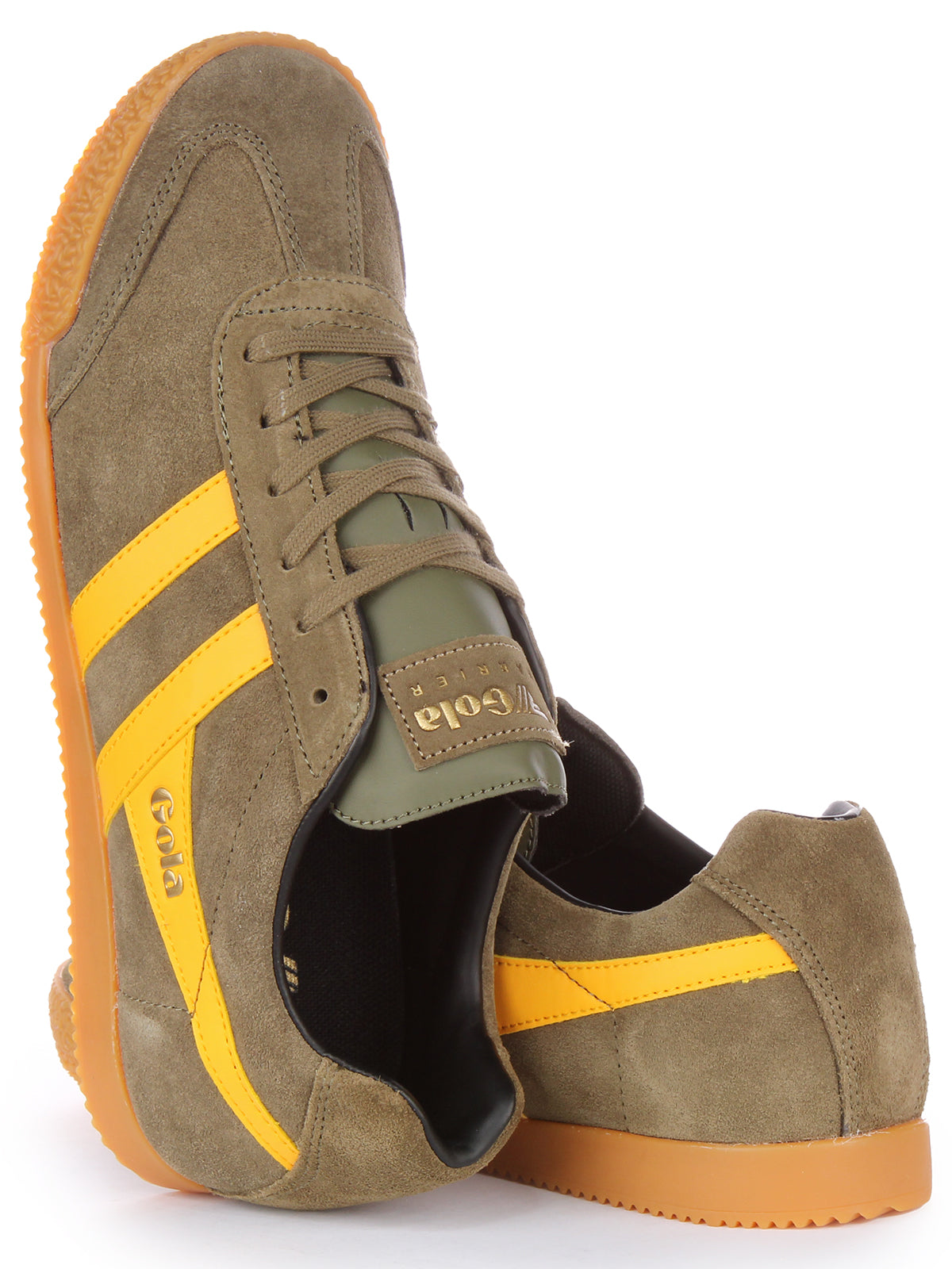 Gola Classics Harrier In Khakiyello For Men Low Profile Suede Shoe gola-classics-harrier-in-khakiyello-for-men-low-profile-suede-shoe
