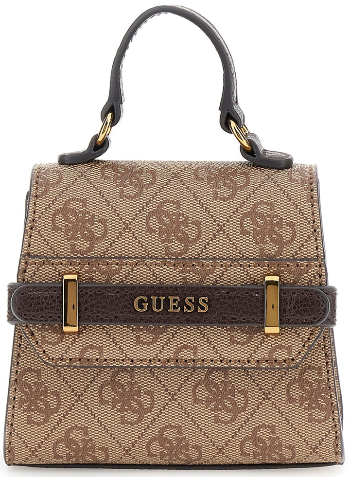 Damenbrieftasche von Guess Sestri 4G Logo Micro Mini in Latte