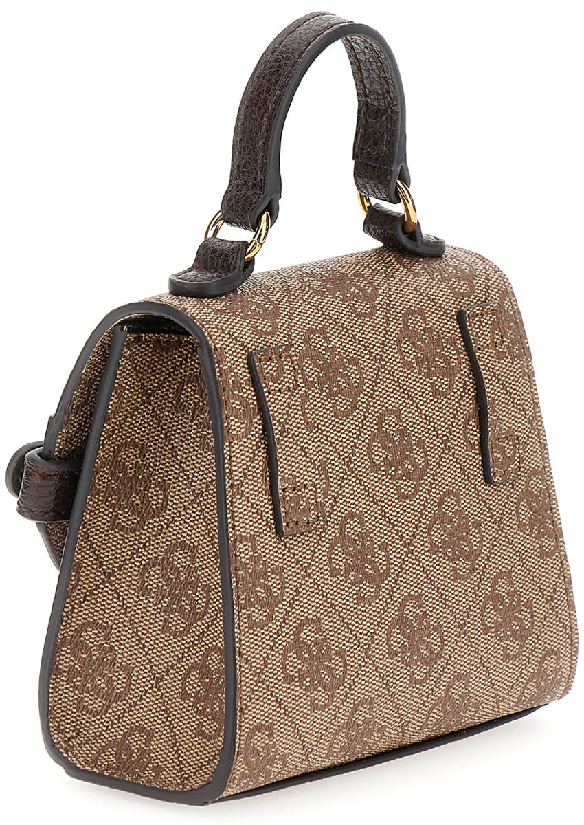 Damenbrieftasche von Guess Sestri 4G Logo Micro Mini in Latte