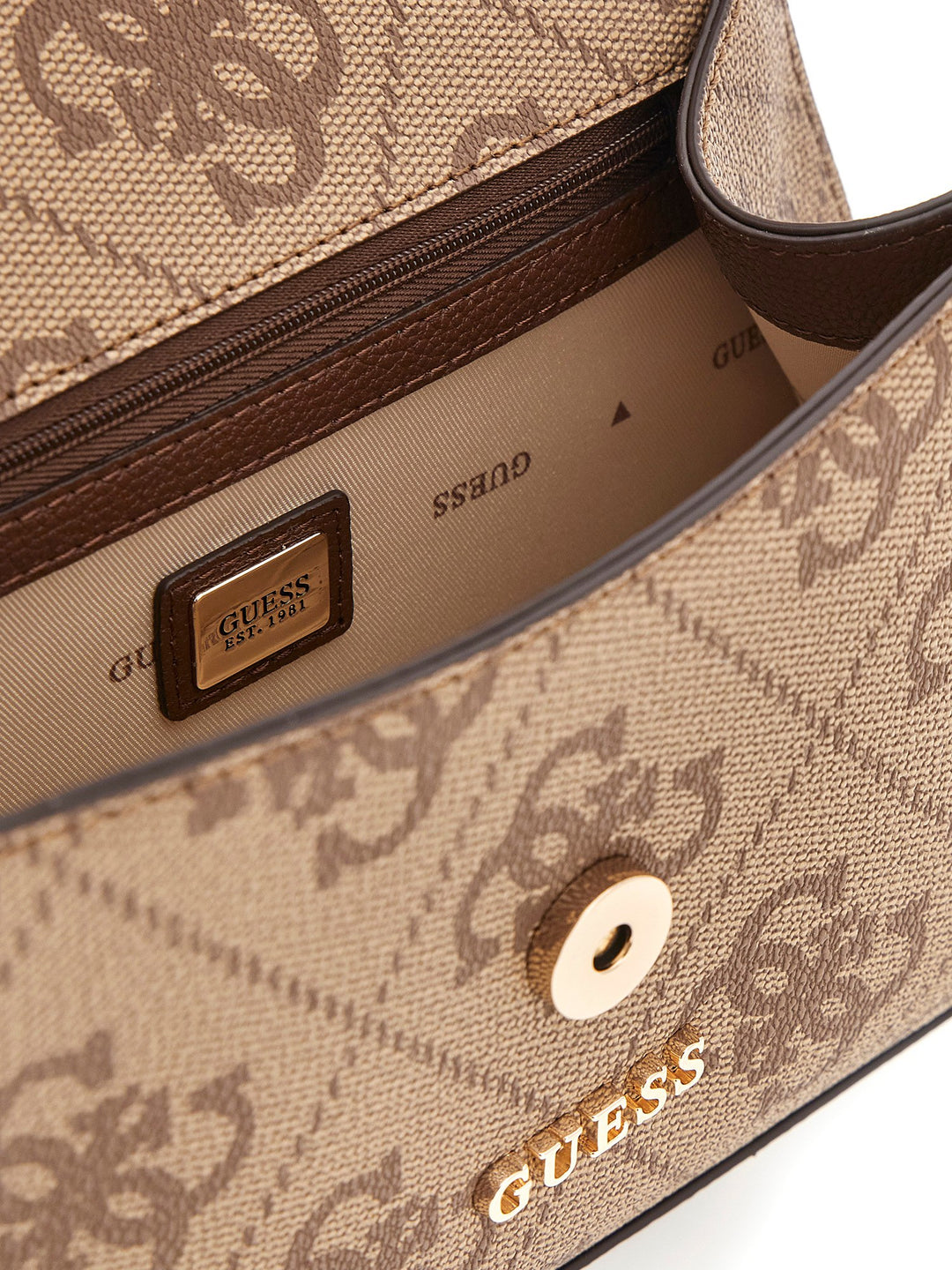 Guess Karnilla Logo Shoulder Bag In Lattee For Women