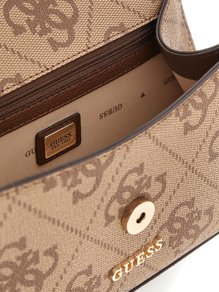 Guess Karnilla Logo Shoulder Bag In Lattee For Women