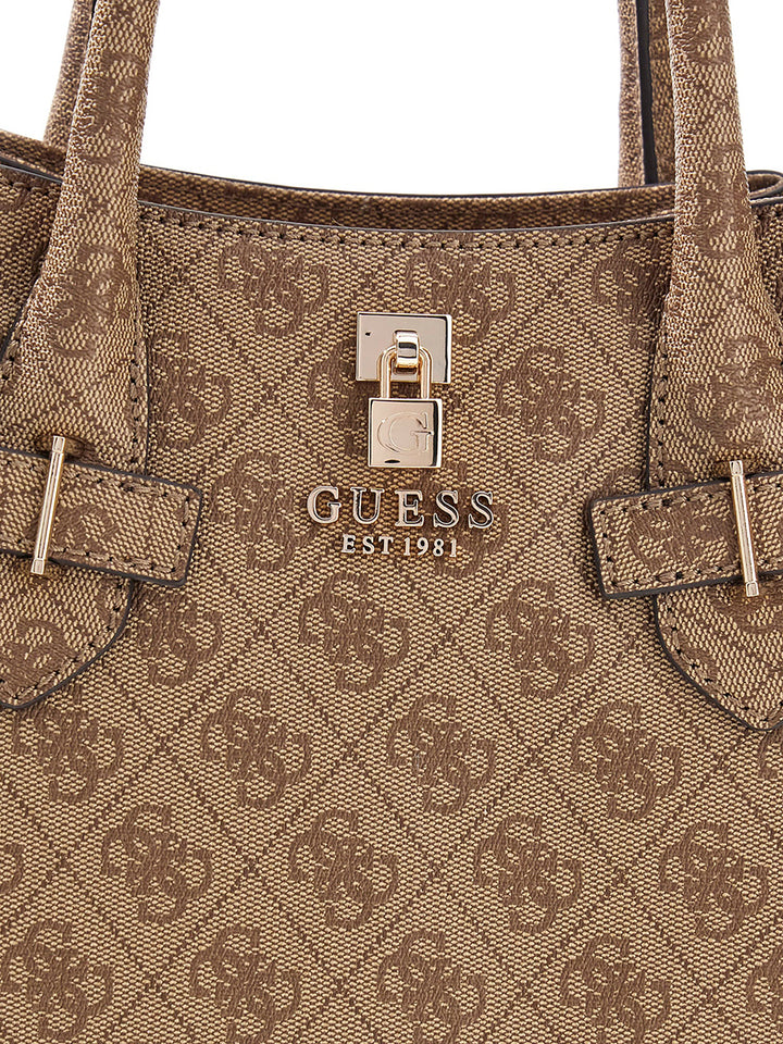 Guess Yesba Logo Handbag In Lattee For Women
