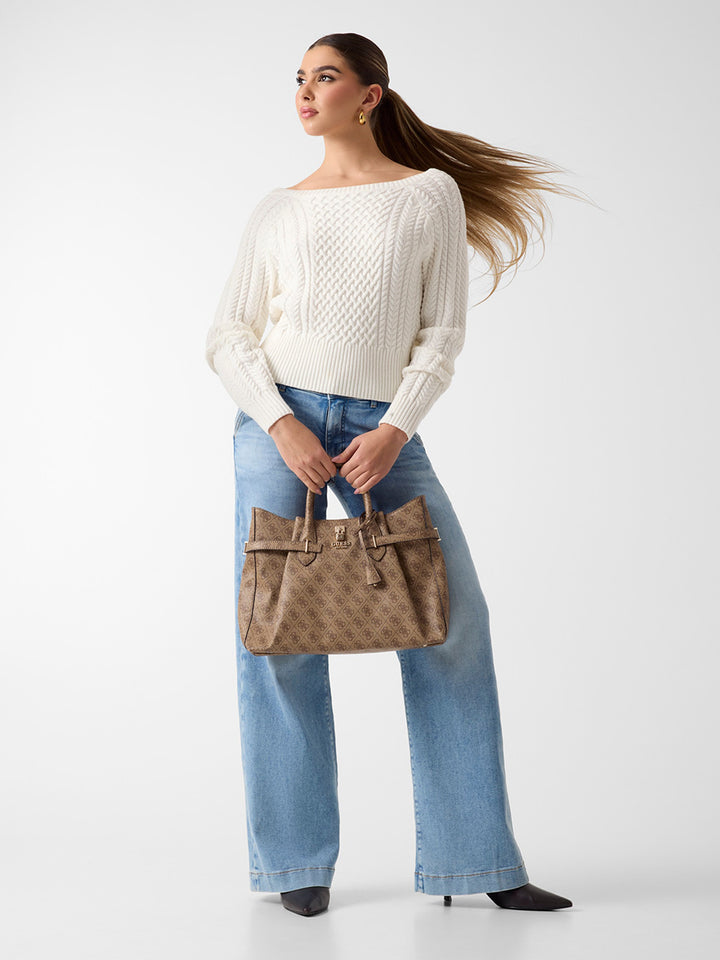 Guess Yesba Logo Handbag In Lattee For Women