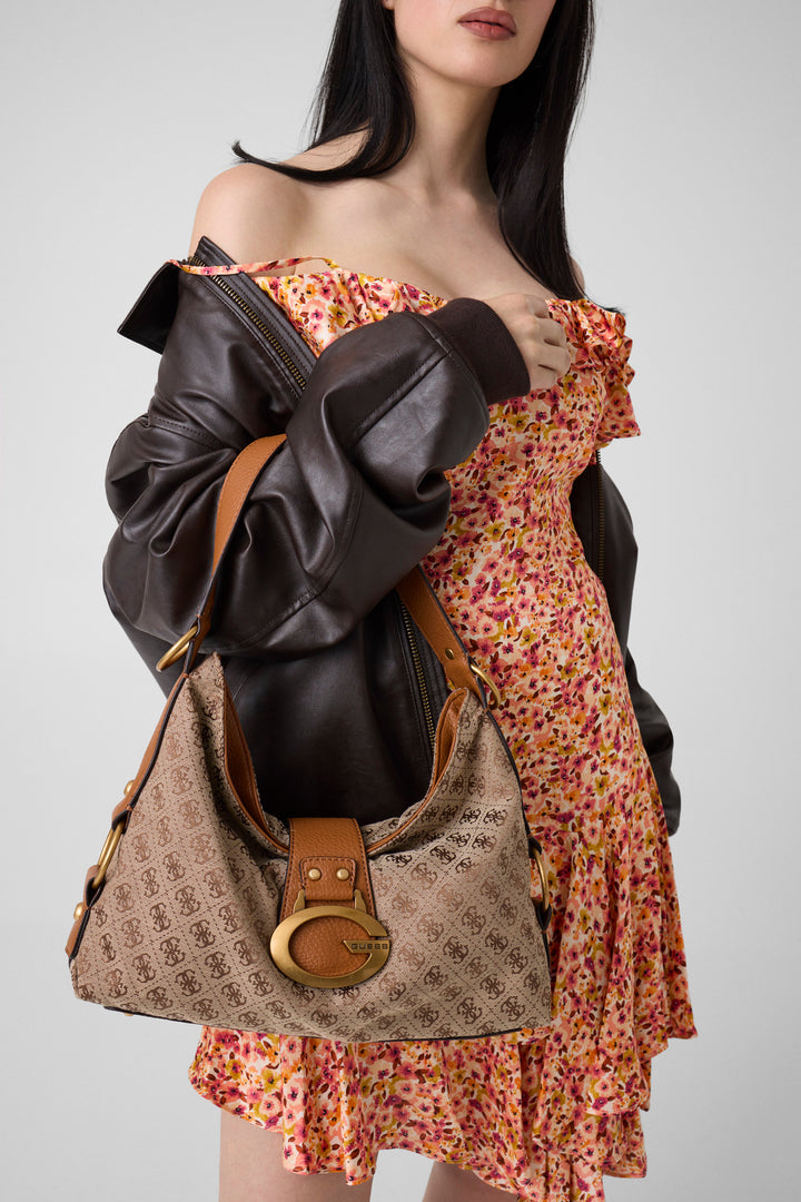 Guess Camden Medium Shoulder Bag In Lattee For Women