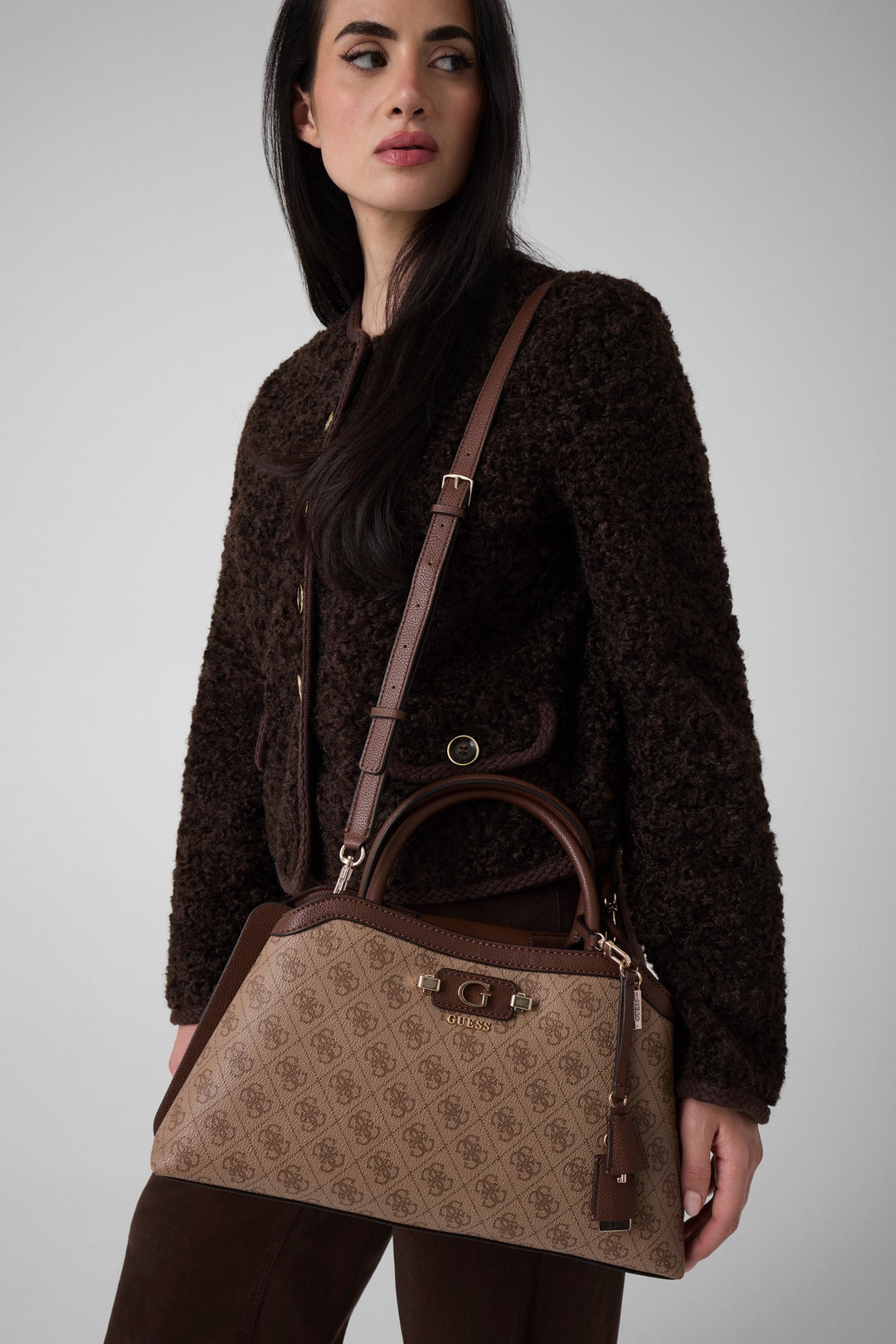 Guess Lindsey Girlfriend Satchel Bag In Lattee For Women