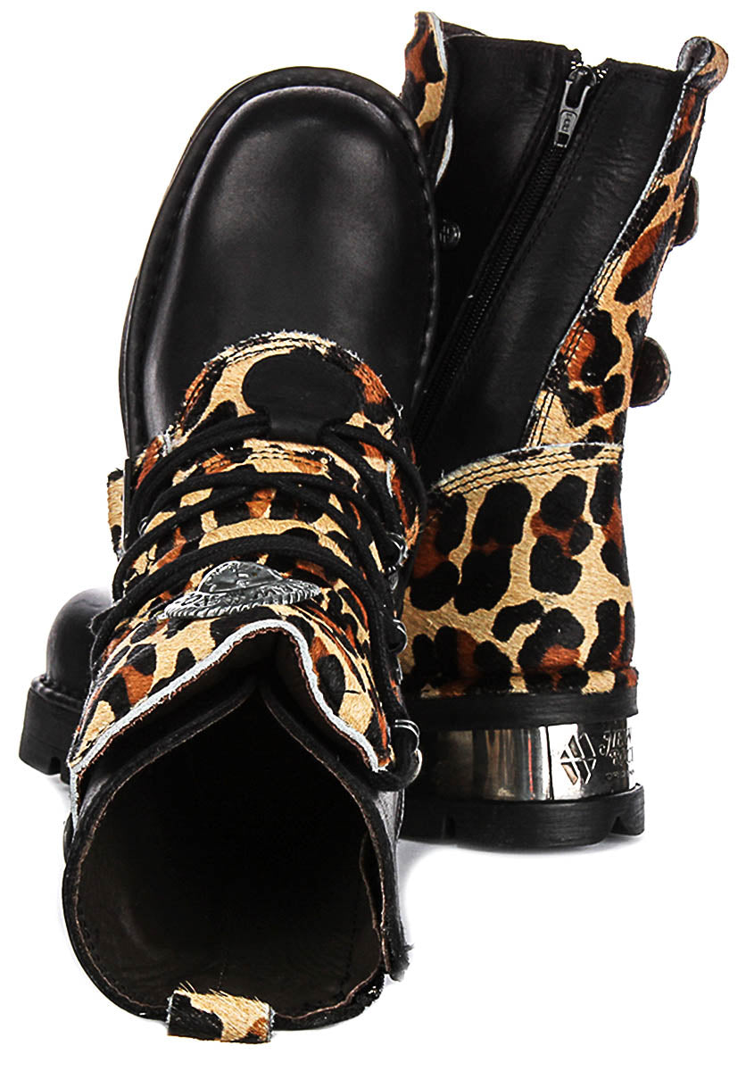 Newrock 591 Planning Heel In Leopard Leather