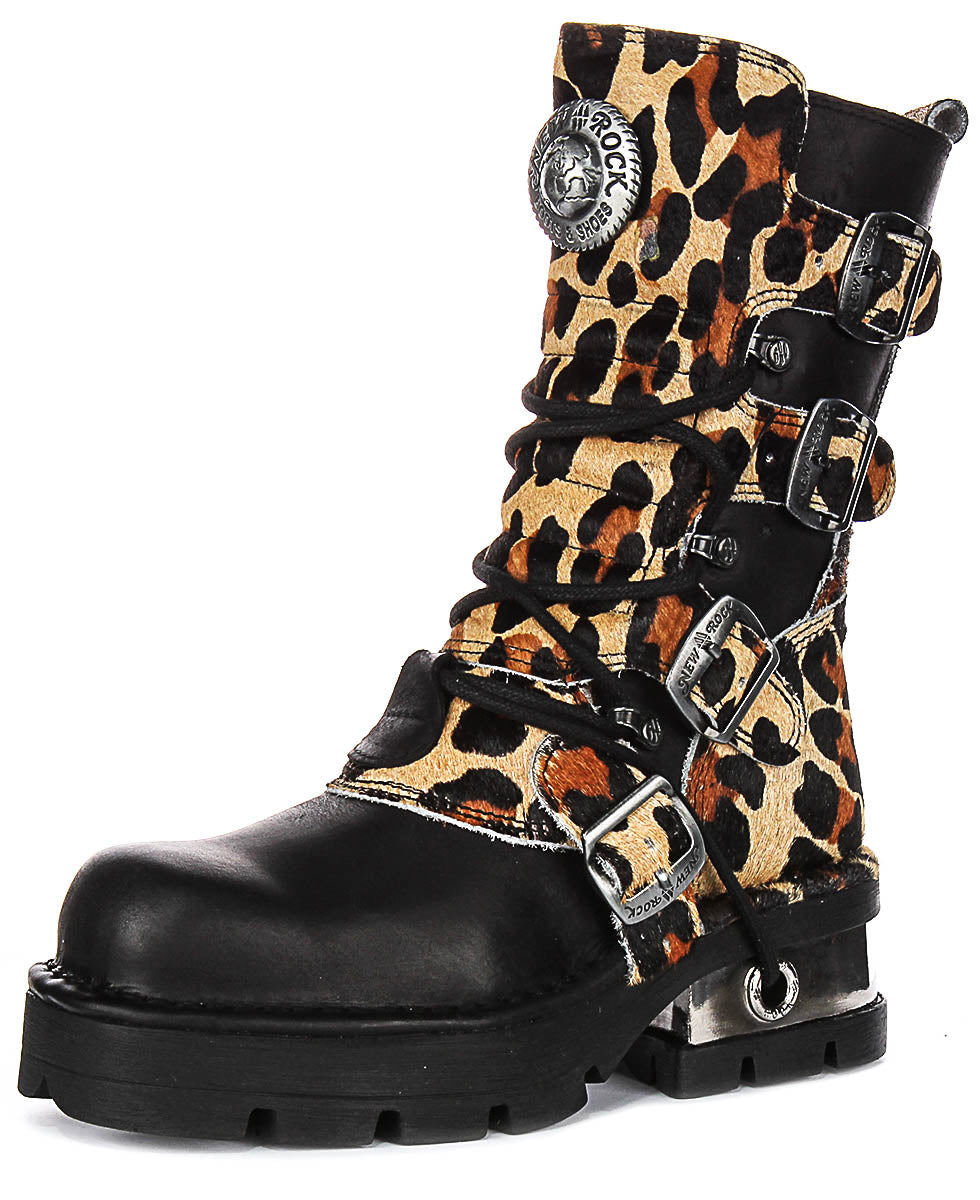 Newrock 591 Planning Heel In Leopard Leather