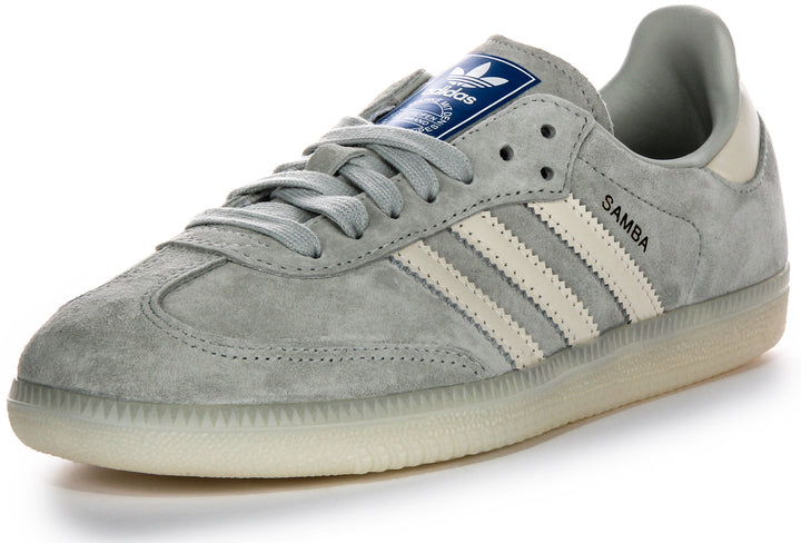 Sneakers in pelle scamosciata da donna Adidas Samba OG 3 Stripes Retro Contrast 70s in blu chiaro