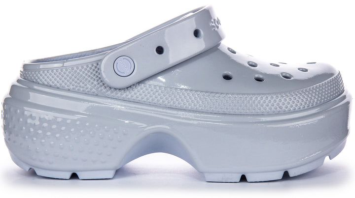 Crocs Stomp High Shine In Light Blue Platforms