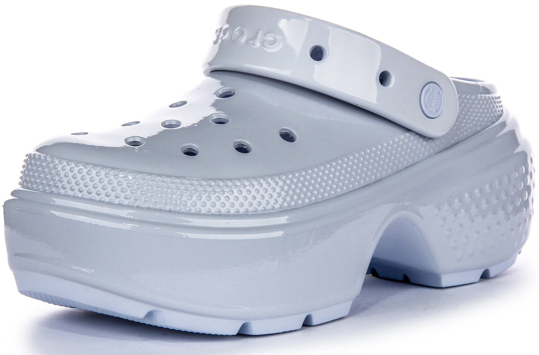 Crocs Stomp High Shine In Light Blue Platforms