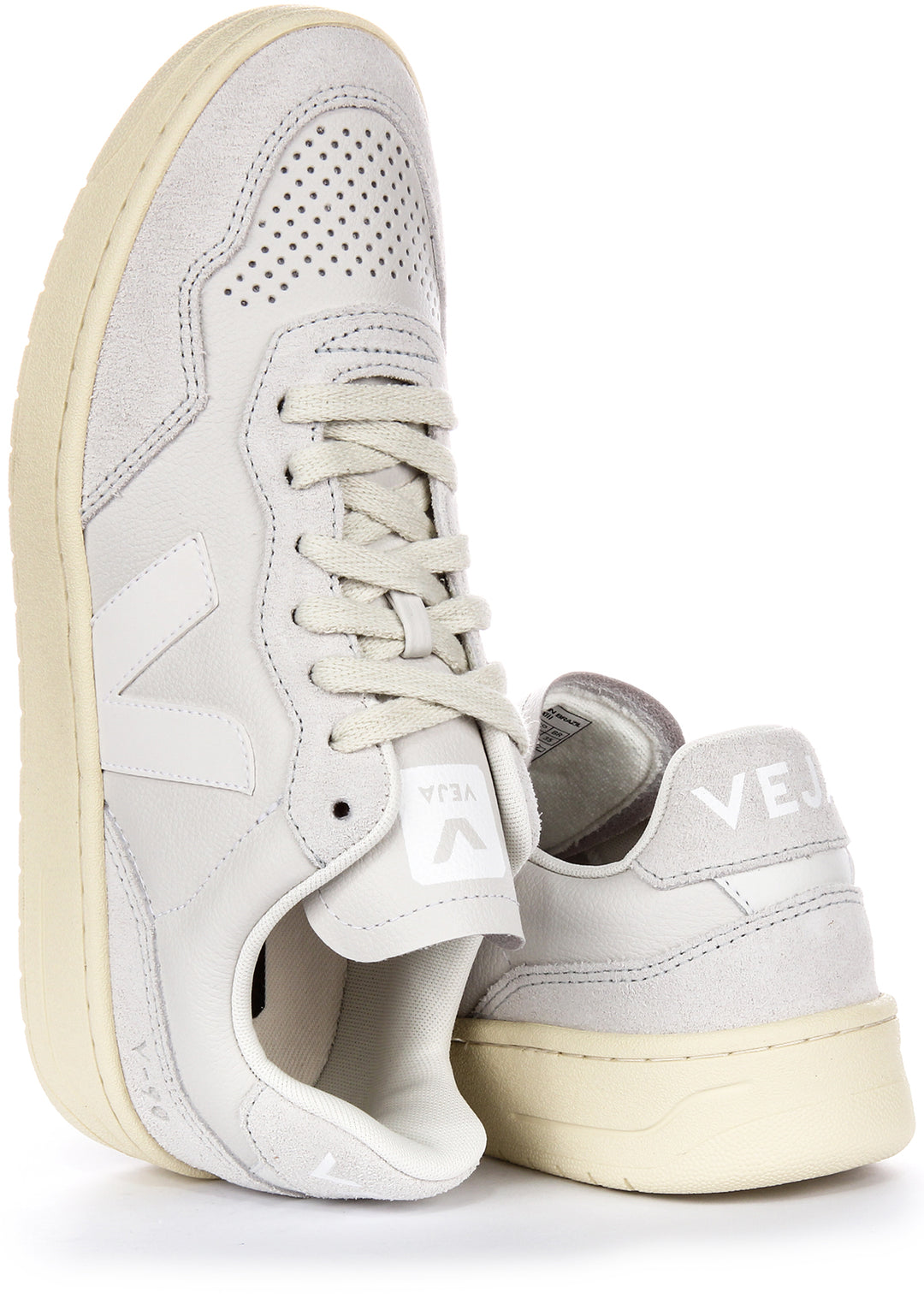 Veja V 90 Leather Zapatillas de Cuero para Mujer en Gris Claro