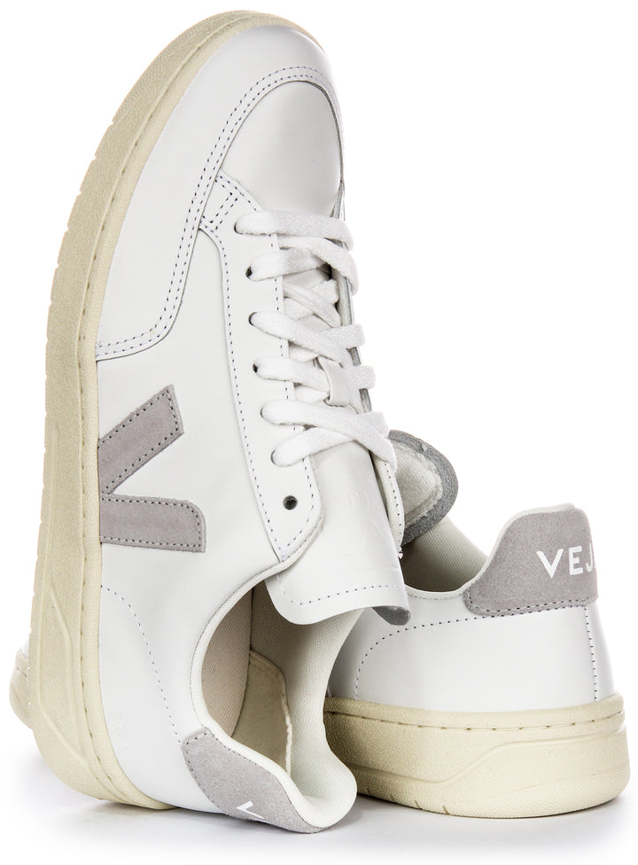 Veja V 12 Leather In Light Grey For Women