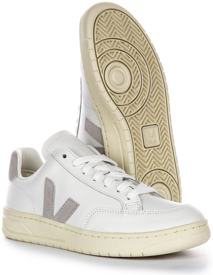 Veja V 12 Leather In Light Grey For Women