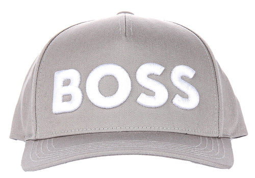Boss Sevile Boss Gorra de Algodón con Logo Bordado de Tela de Sarga en Gris Claro