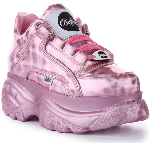 Buffalo 133914 2.0 Zapatillas con cordones de vegano para mujer en rosa claro