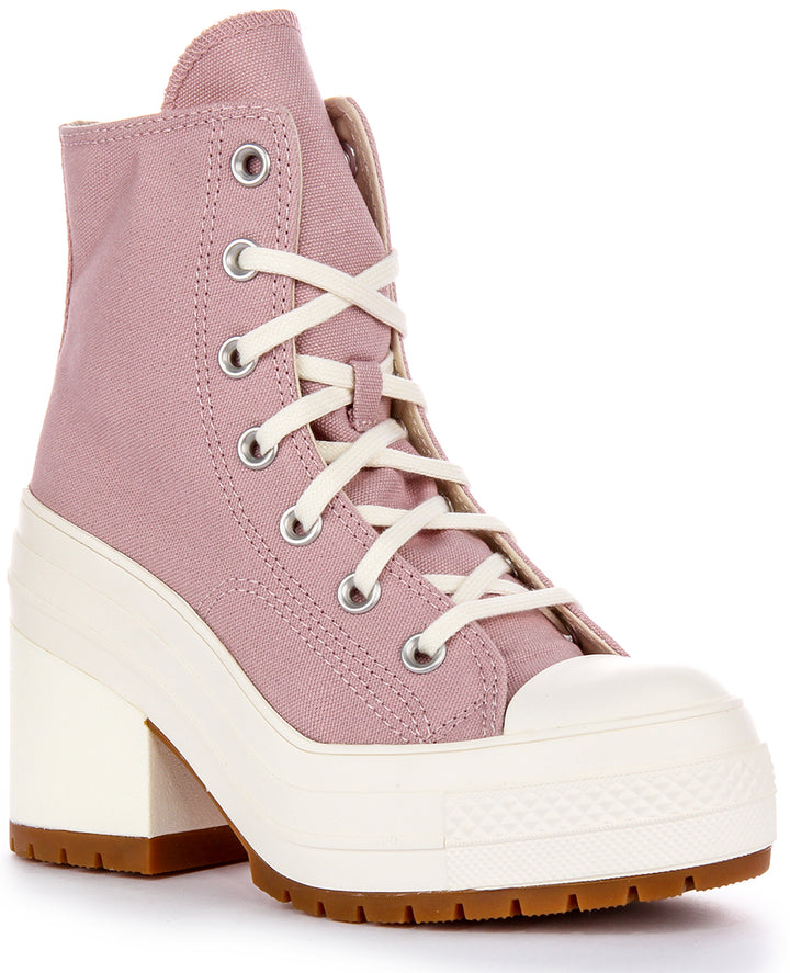 Converse Chuck 70 Bota Alta Delux con Tacón en Rosa Claro