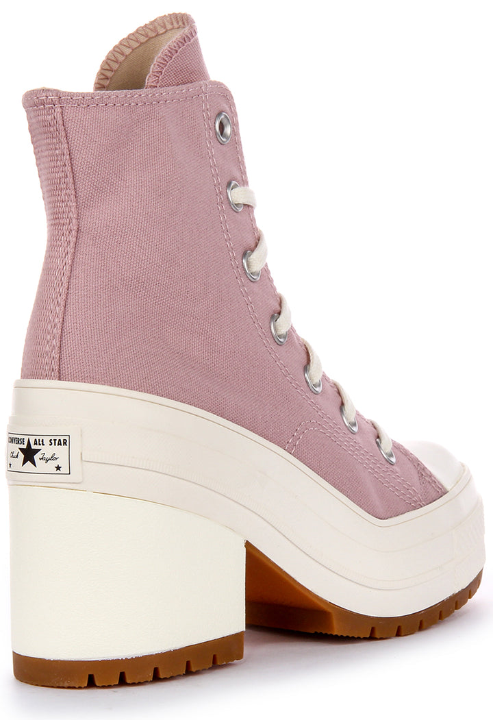 Converse Chuck 70 Delux Heel Hi Boot con Tacco in Rosa Chiaro