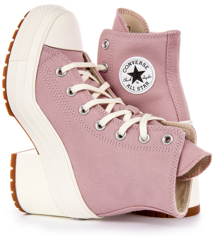 Converse Chuck 70 Delux Heel Hi Boot con Tacco in Rosa Chiaro