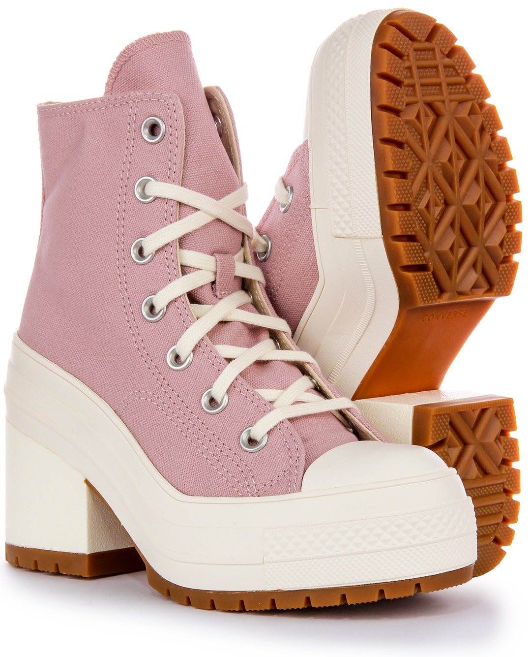 Converse Chuck 70 Bota Alta Delux con Tacón en Rosa Claro