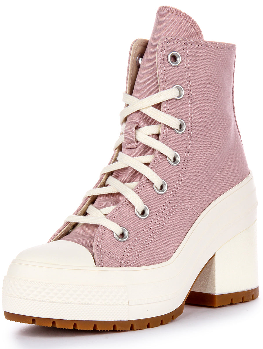 Converse Chuck 70 Delux Heel Hi Boot con Tacco in Rosa Chiaro