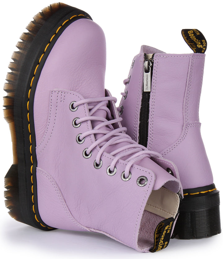 Dr Martens Jadon III Pisa Bottes en cuir à plateforme à lacets poure en lilas