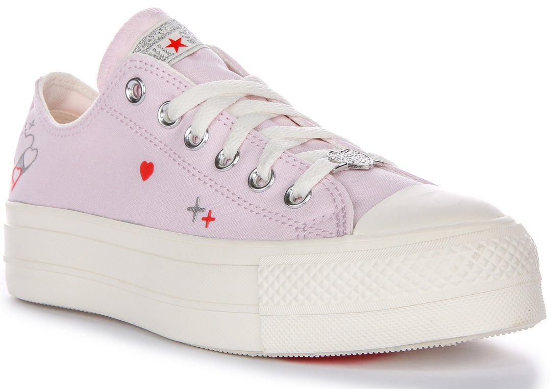 Converse Ctas Lift Platform Y2K Heart Zapatillas De Tela Para Mujer En Lila