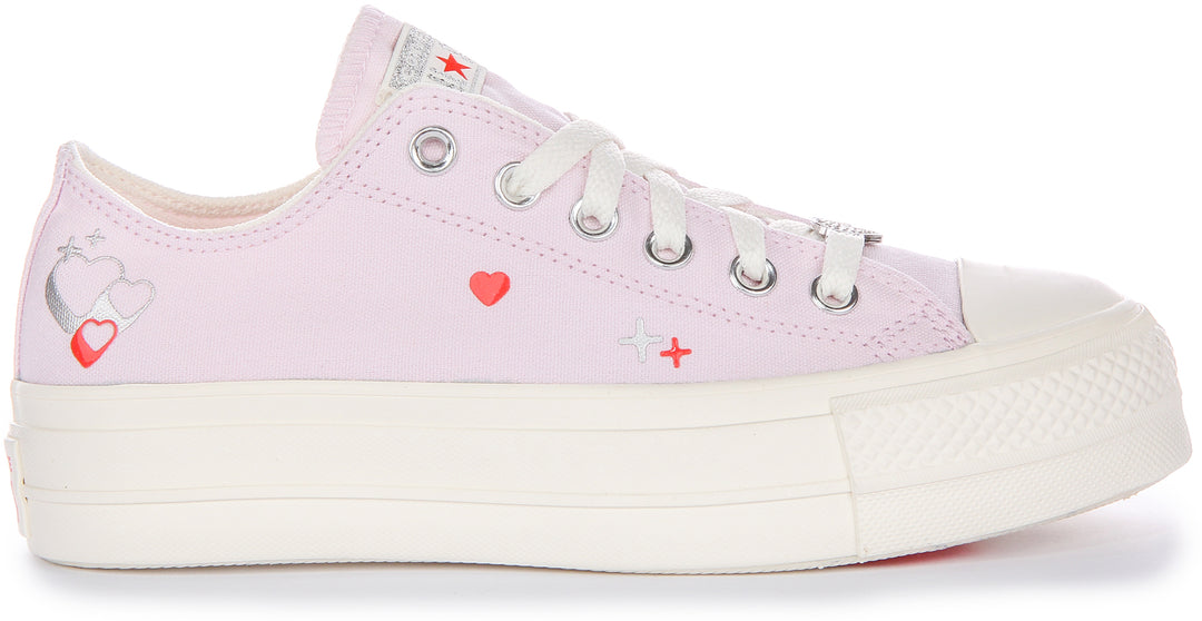 Converse Ctas Lift Platform Y2K Heart Zapatillas De Tela Para Mujer En Lila