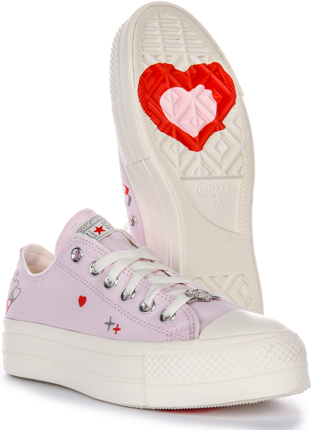 Converse Ctas Lift Platform Y2K Heart Zapatillas De Tela Para Mujer En Lila