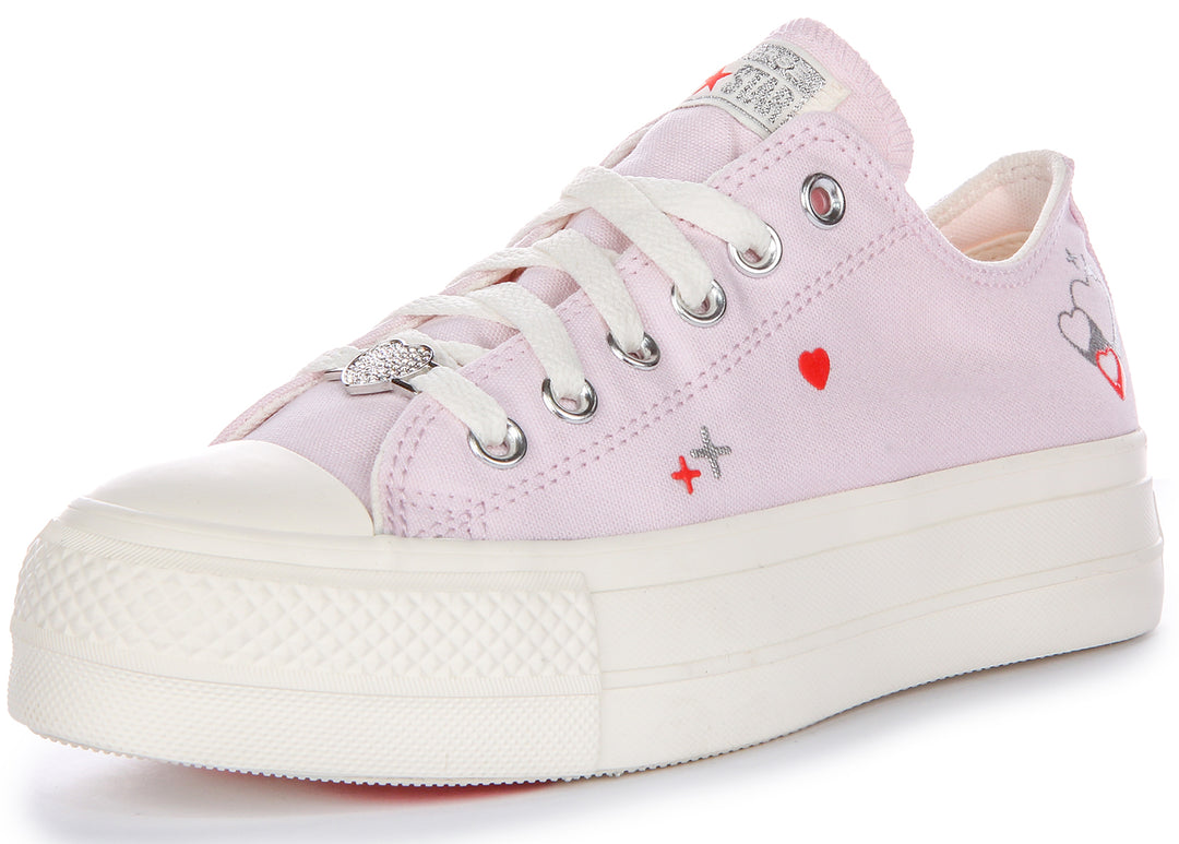 Converse Ctas Lift Platform Y2K Heart Zapatillas De Tela Para Mujer En Lila