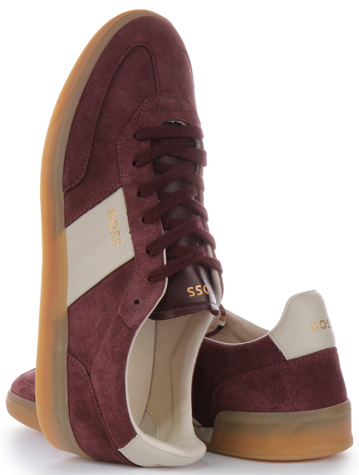 Boss Brandon Tennis Suede In Maroon For Men