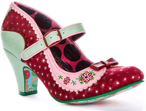 Irregular Choice Flower Flounce In Maroon For Women