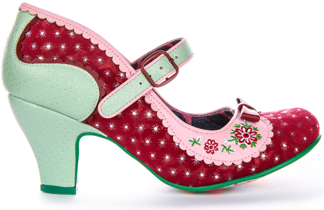 Irregular Choice Flower Flounce In Maroon For Women