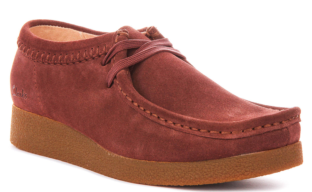 Clarks Wallabee EVO Shoes In Maroon For Women